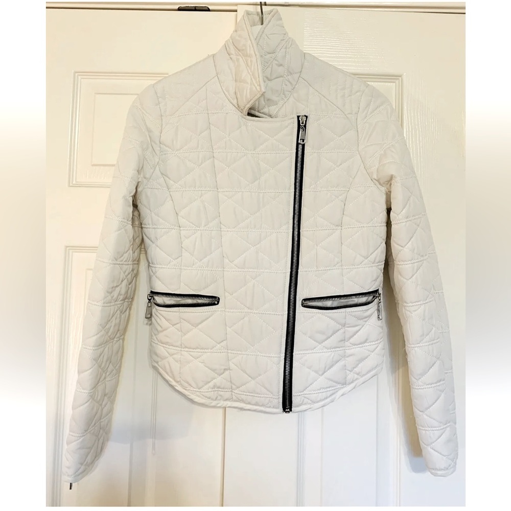 French connection white quilted jacket